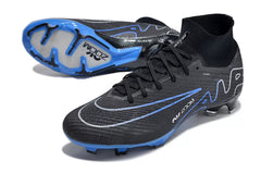Nike Air Zoom Mercurial Vapor 15 Elite FG (black/blue colorway).
